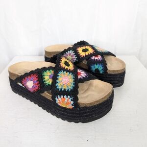 Dirty Laundry Black Tacoma Crochet Square Platform Sandals - Size 8